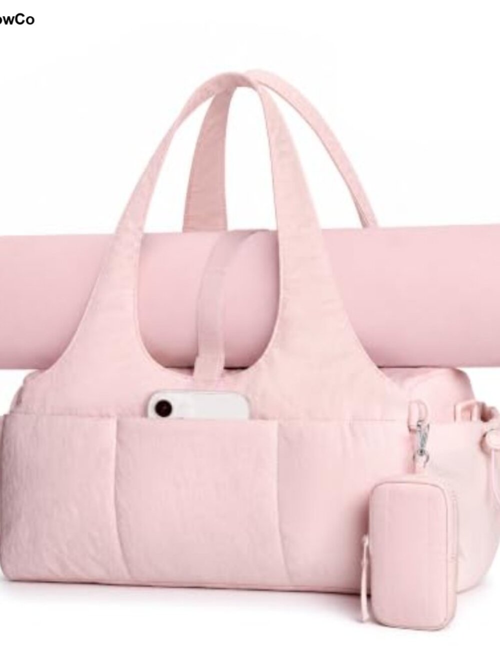 Gym Bag with Yoga Mat Holder 7-Pocket Water Repellent Polyester Sports Duffel